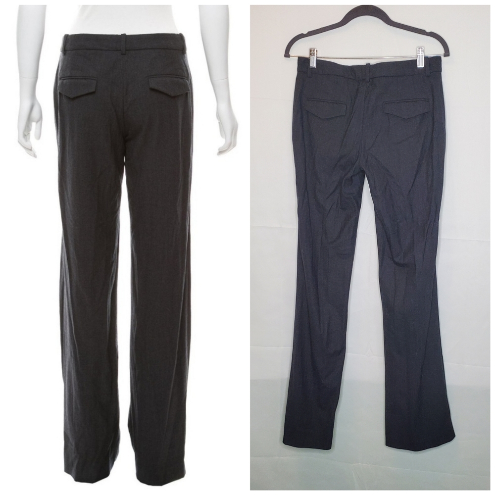 THEORY Charcoal Wool-Blend Mid-Rise Wide-Leg Tailored Dress Pants Size 4 - Picture 3 of 15